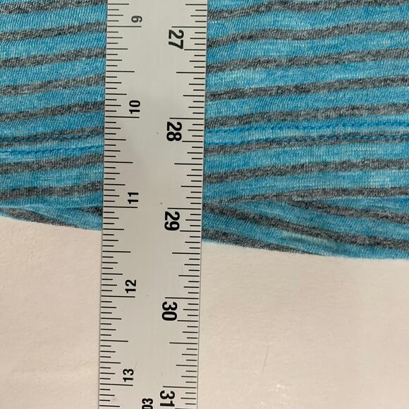 Lords of Harlech S NEW Mens V Neck T Shirt Striped Aqua Short Sleeve Active - Picture 7 of 8